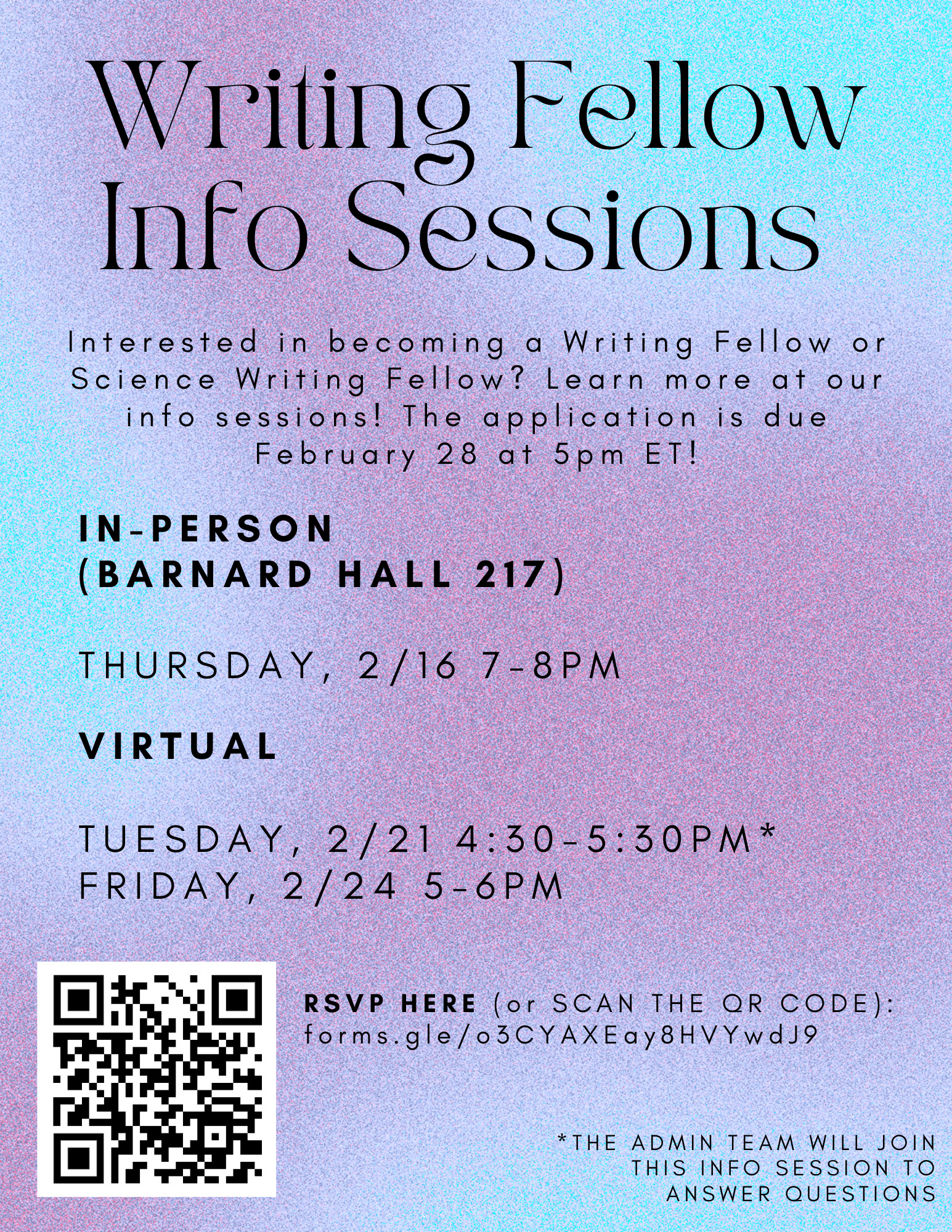 Writing Fellow Info Session Flier_Spring 2023