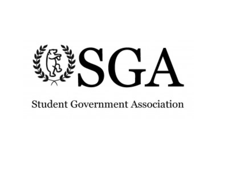 Student Government Association (SGA) logo showing laurel leaves around a dancing bear